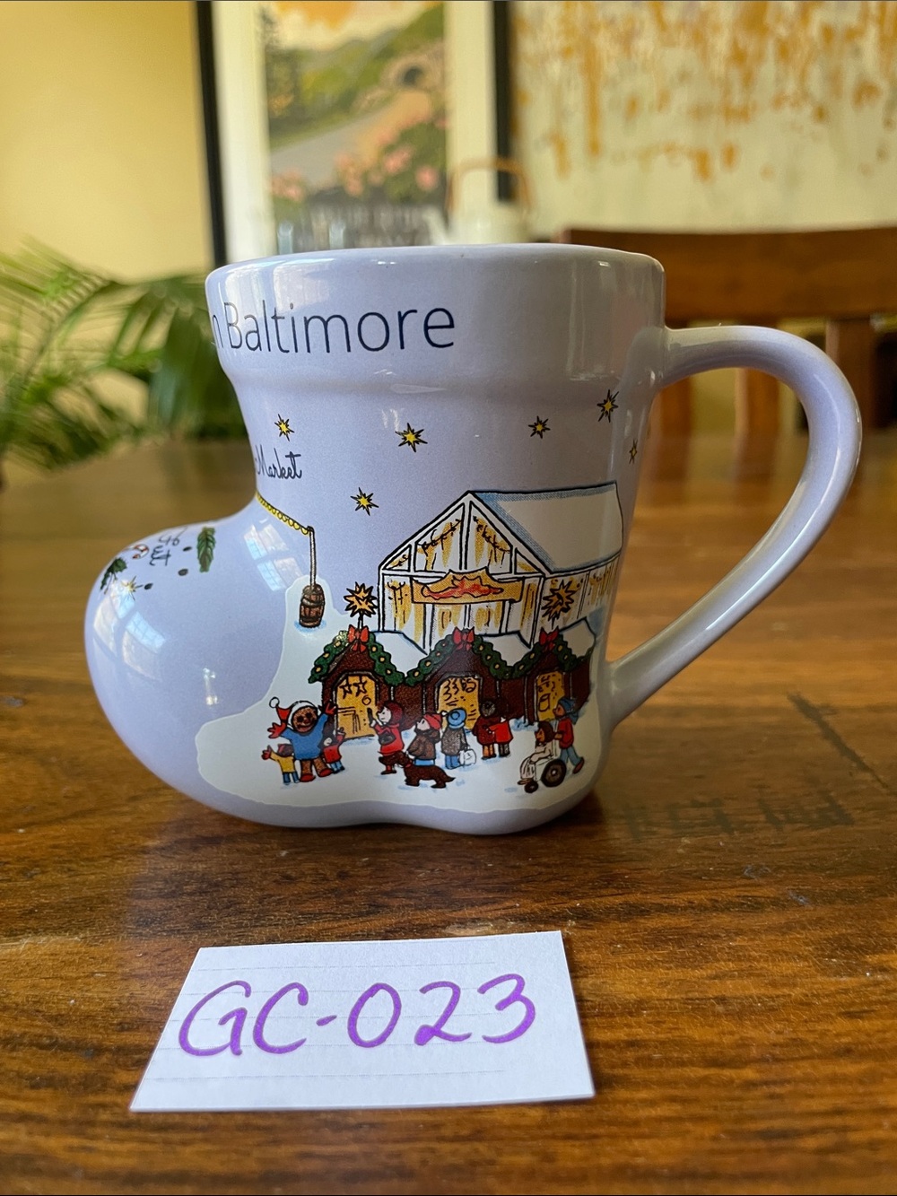 $14 or 2/$20! Baby Blue Boot Christmas Village In Baltimore German Mug Cup